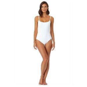 Anne Cole white one-piece swimsuit live in color classic maillot swim✨